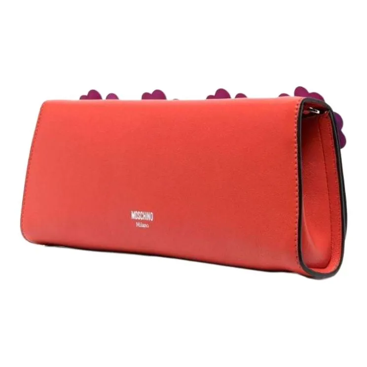 MOSCHINO Calfskin Baguette Bag Clutch Women's Red-1