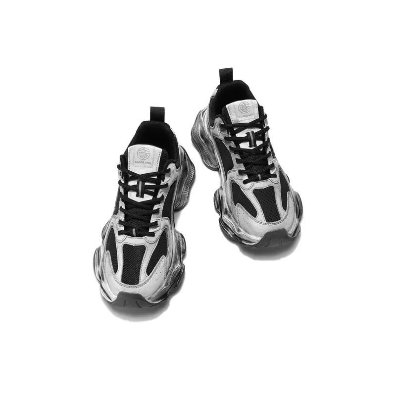 GONGLANGSHIJIA Slip Resistant Low Top Chunky Sneakers Men's-4