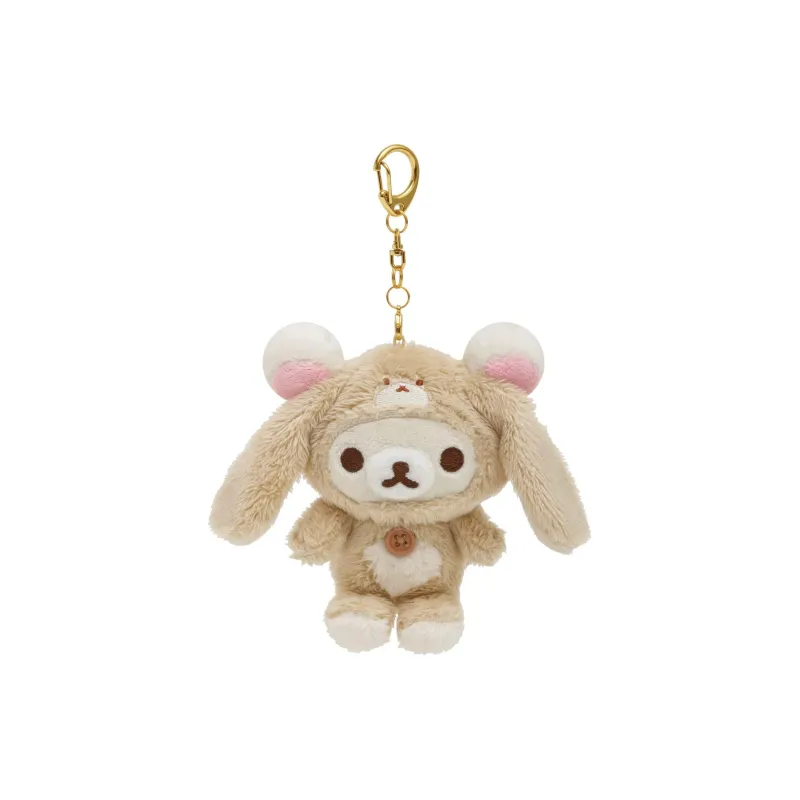 SAN X Rilakkuma Floppy Eared Rabbit Bear Sister Dolls Plush Pendant Small Size Tall-0