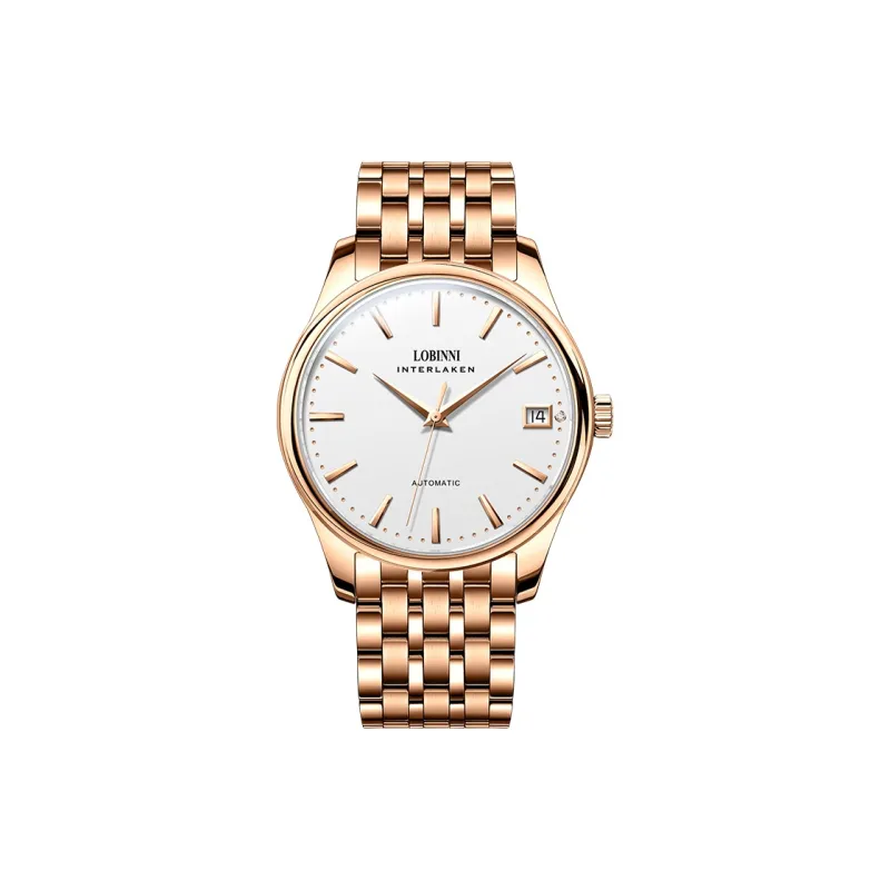 LOBINNI L Mechanical Movement Cowhide Strap Watch Women's Watch White Dial-34