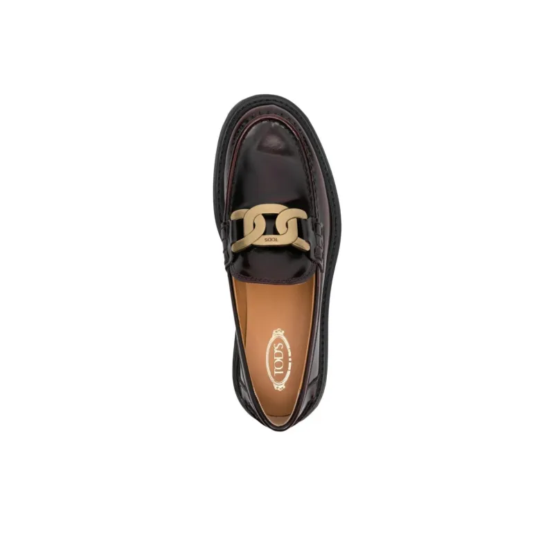 TOD'S Logo plaque Leather Loafers Women's-4