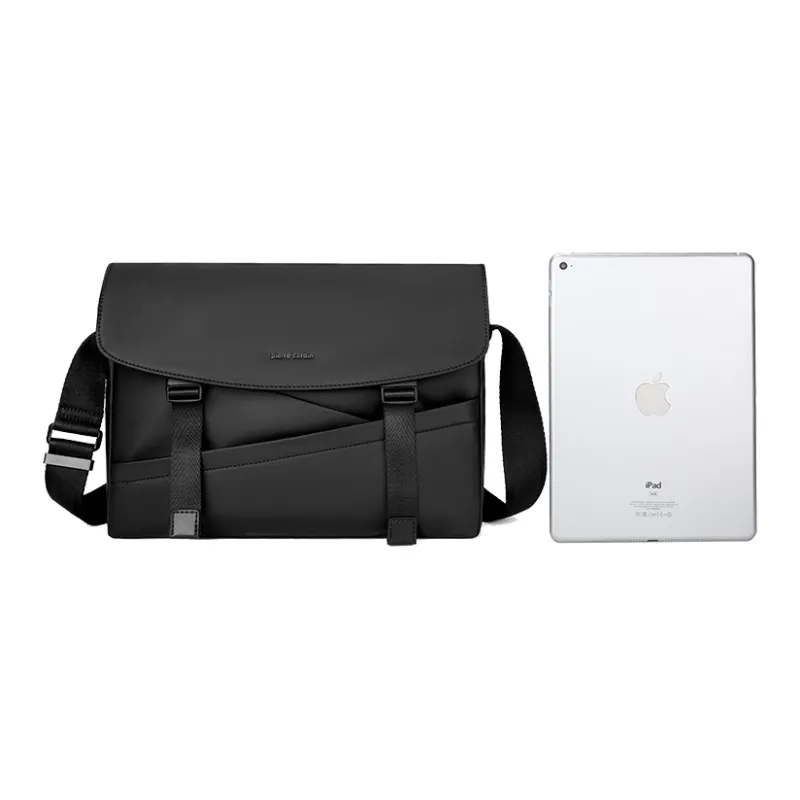 PIERRE CARDIN Water Repellent Casual Versatile Trendy Shoulder Bag, Crossbody Bag Men's Black-4
