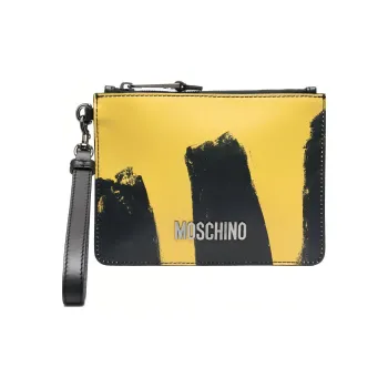 MOSCHINO Calfskin Wallets Clutches Men's Black