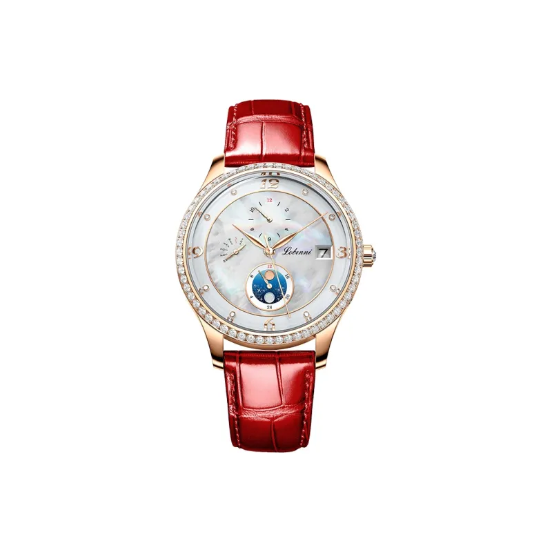 LOBINNI L Elegant Women's Watch Automatic Mechanical Movement Cowhide Strap Watch Women's Watch White Dial-1