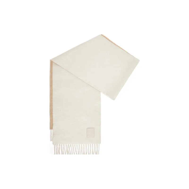 LOEWE Wool Cashmere Leather Cashmere Knit Scarves Women's Ivory-0