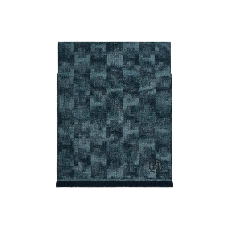 HERMES Knit Scarves Men's Ocean Blue/Orange Blue-0