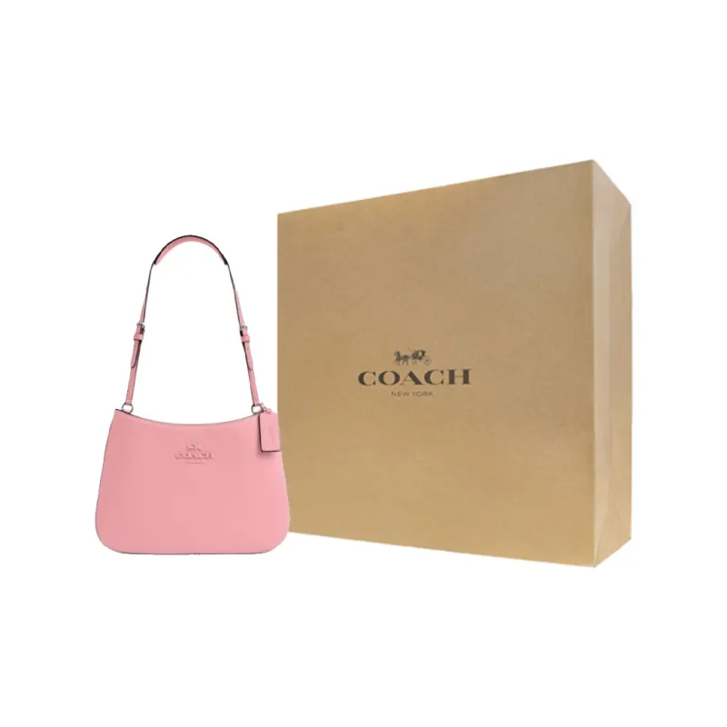 COACH Penelope Smooth Leather Handbag, Shoulder Bag Medium Size Women's Silver & Floral Pink-8