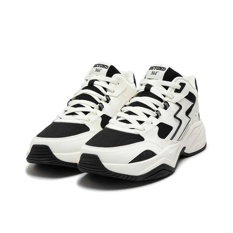 361° Sailing Series Anti Slip And Wear Resistant Warm Mid Top Casual Shoes Men's White Black-2