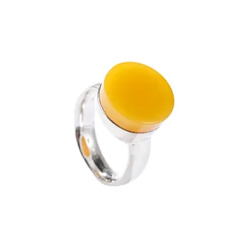 S&A S925 Silver With Amber Beeswax Inlay Rings Women's