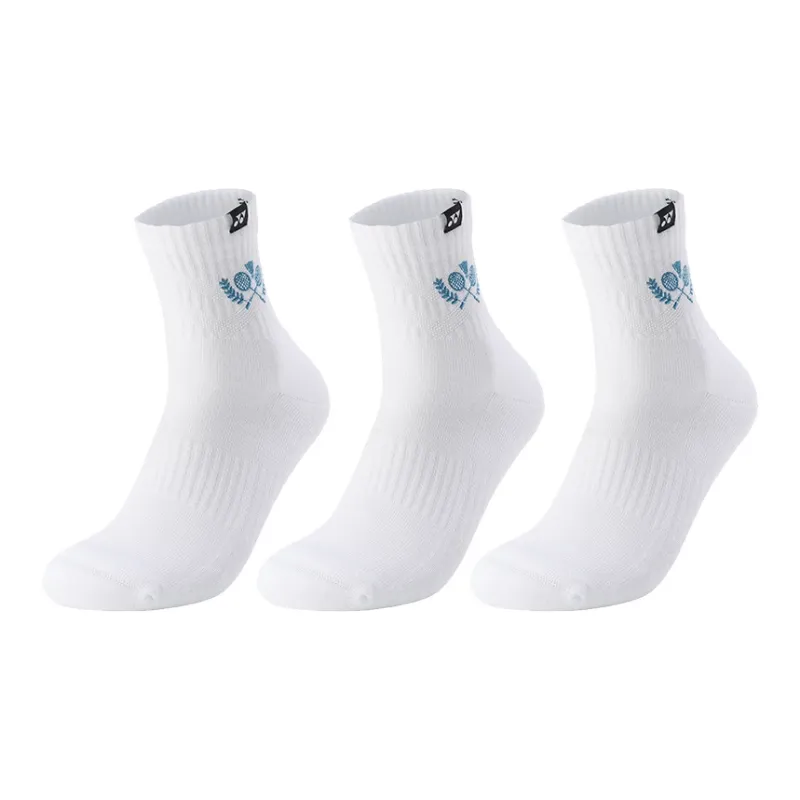 YONEX Mid Calf Socks Men's Combo Set White Blue-2