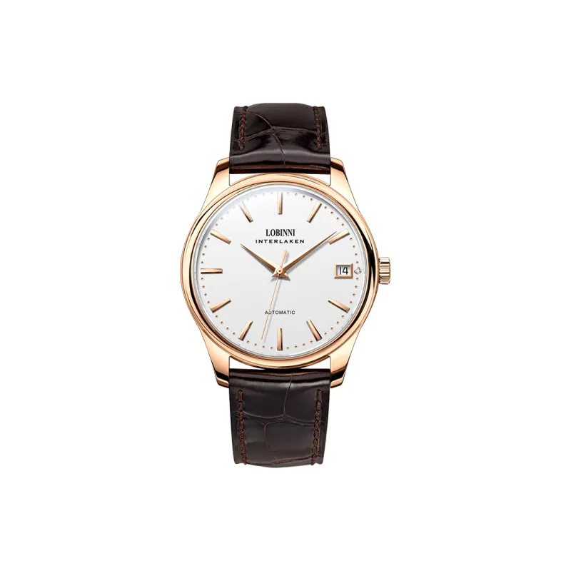LOBINNI L Mechanical Movement Cowhide Strap Watch Women's Watch White Dial-18