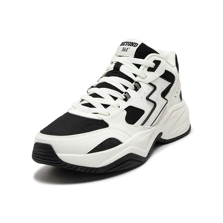 361° Sailing Series Anti Slip And Wear Resistant Warm Mid Top Casual Shoes Men's White Black-1