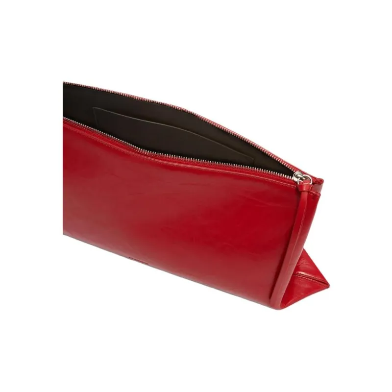 JIL SANDER Calfskin Hand Clutch Medium Size Women's Red-2