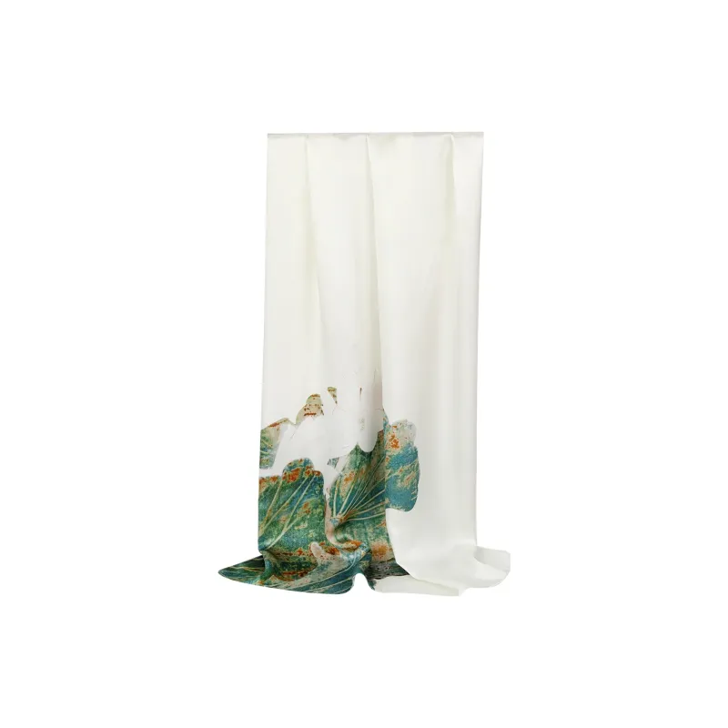 Shanghai Story 100% Mulberry Silk Scarves Women's Lotus Charm, Light Green, Gift Box Set-50