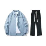 Set (Blue Shirts+Black Casual Pants)