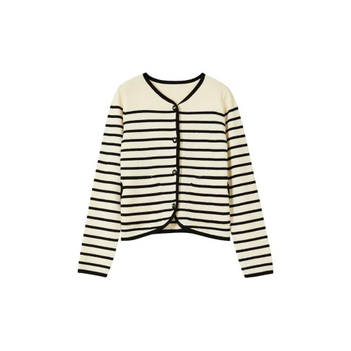 H'S Sweaters Women's Black/White Stripes