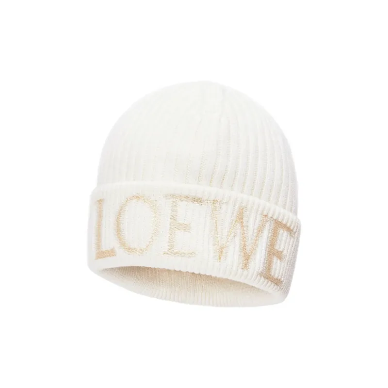 LOEWE Wool Knit Beanies Women's White-1