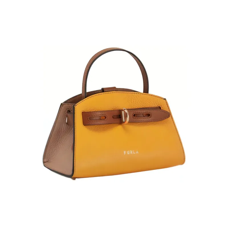 Furla Margherita Collection Grain Leather Dome Bag, Shoulder Bag, Crossbody Bag, Handbag Mini Women's Ginger Yellow-1