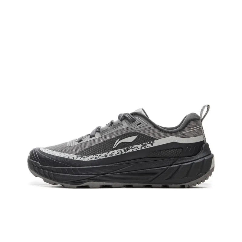 LiNing Wear-Resistant Support Low-Top Trekking Shoes Men's Black Gray Color-0