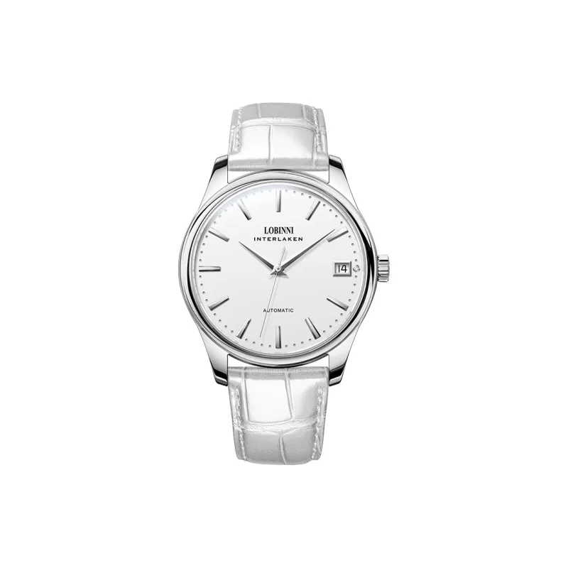 LOBINNI L Mechanical Movement Cowhide Strap Watch Women's Watch White Dial-10