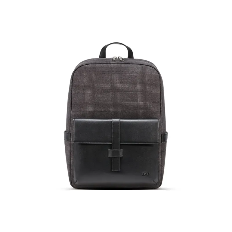 BVP Genuine Leather Backpack Regular Men's Black/Blue-1