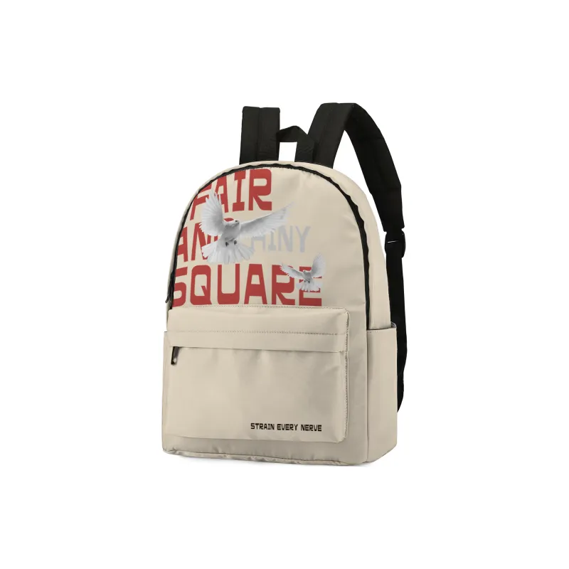 HINY Polyester Student Backpack Regular Unisex White-7