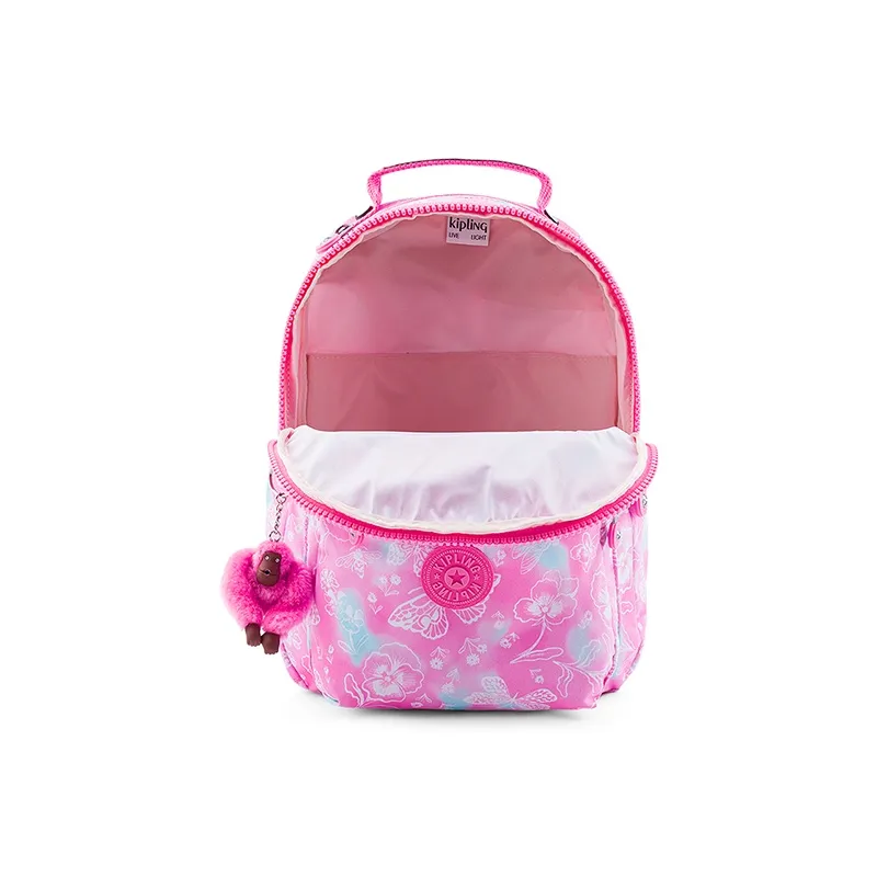 Kipling Polyester Monkey Bag Backpack Medium Size Unisex Dreamy Butterfly Pink Cloud Print-3