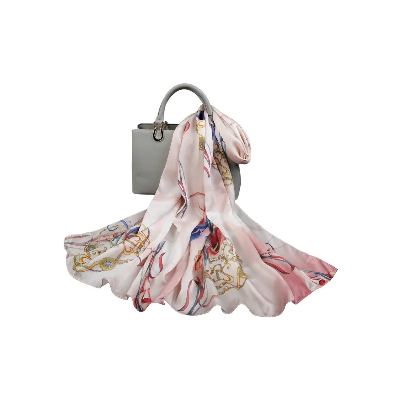 Shanghai Story 100% Mulberry Silk Scarves Women's Lotus Charm, Light Green, Gift Box Set-44