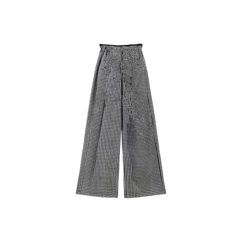 JOSR Casual Pants Women's Black White Plaid-1