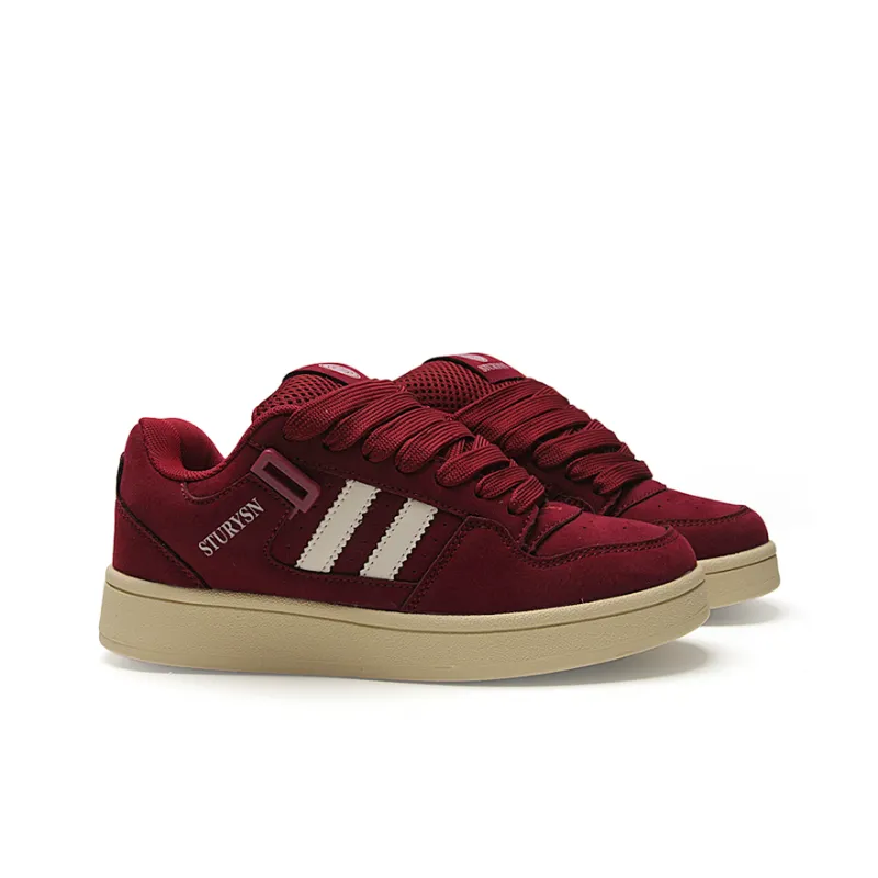 STUR YSN Wear resistant And Lightweight Low Top Skateboard Shoes Unisex Matte Burgundy-3