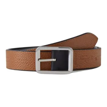 Mulberry Calfskin Leather Belts Unisex Brown Width: 3CM