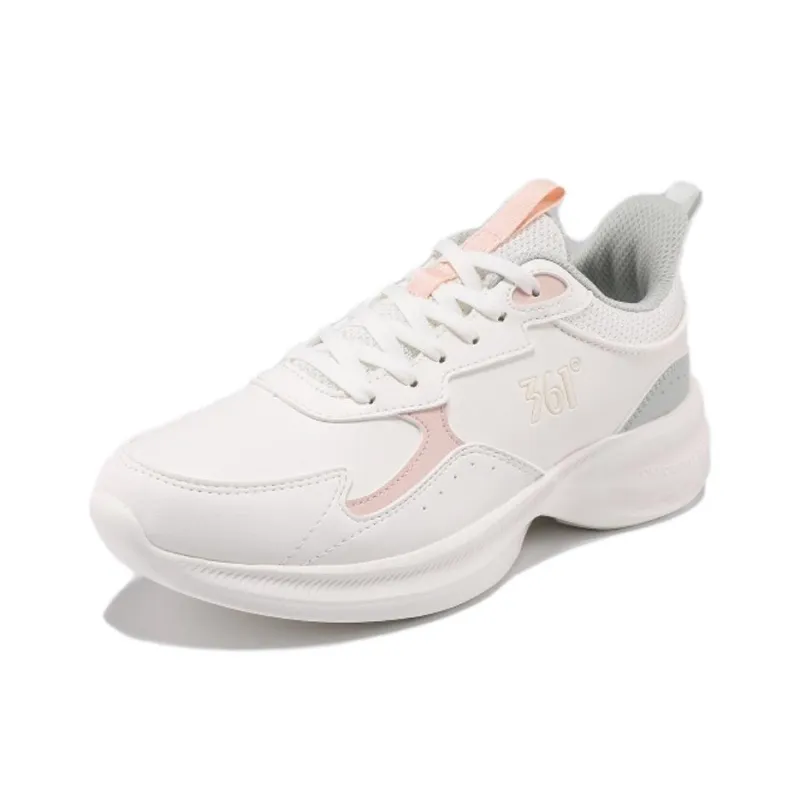 361° Cushioning Anti-Slip And Wear-Resistant Low-Top Casual Running Shoes Women's White Pink-2