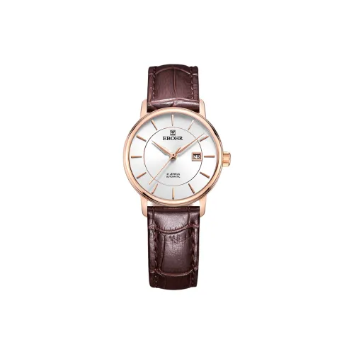 EBOHR Master Collection Mechanical Movement Cowhide Strap Watch Women's Watch Silver Dial