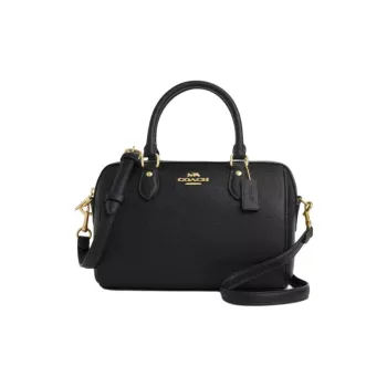 COACH Rowan Cross Grain Leather Shoulder Bag, Crossbody Bag, Handbag Medium Size Women's Black