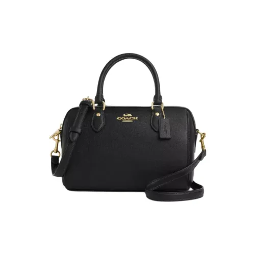 COACH Rowan Cross Grain Leather Shoulder Bag, Crossbody Bag, Handbag Medium Size Women's Black
