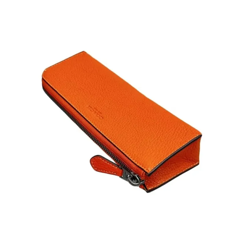 COACH Organizational Case Pebbled Leather Coin Purse Clutch Small Size Women's Orange-1