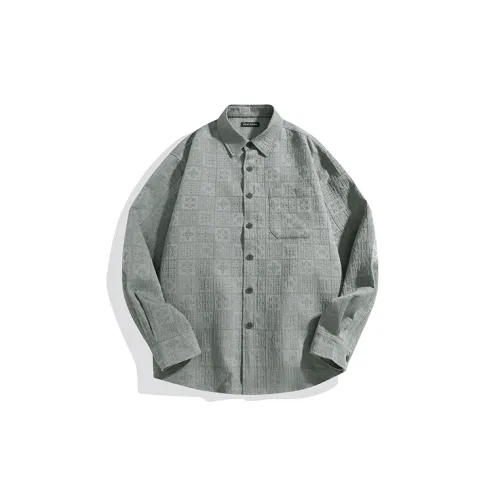 PEACEBIRD MEN Shirts Men Gray Green 1