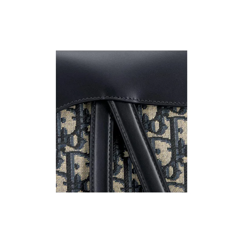 DIOR Oblique Printed Fabric With Smooth Cow Leather Saddle Bag, Shoulder Bag, Crossbody Bag, Handbag Women's Blue-5