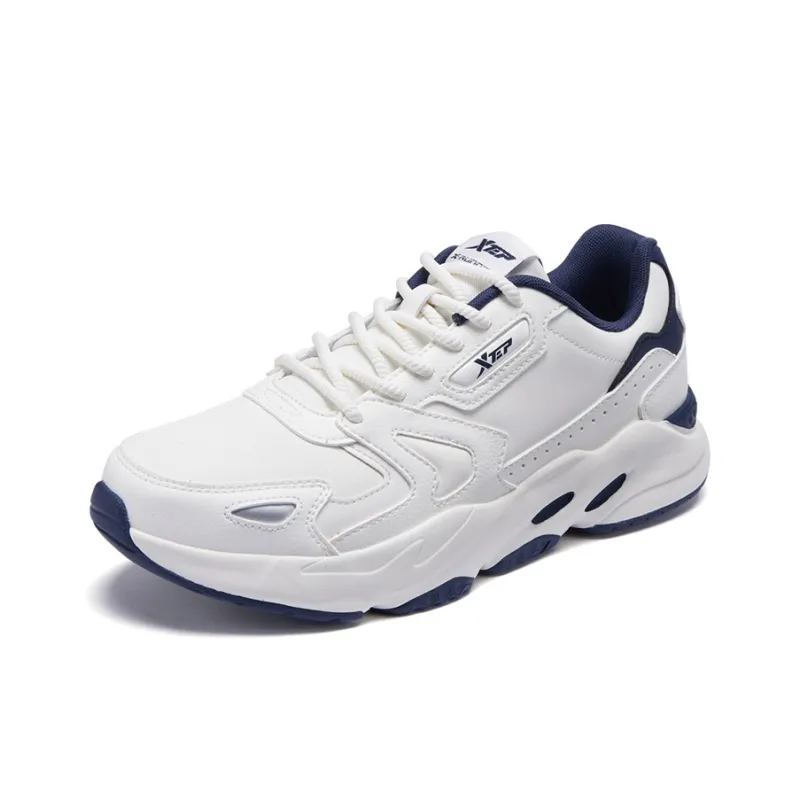 XTEP Shock Absorbers With Abrasion Resistant And Slip Resistant Properties Low Top Chunky Sneakers Men's White Blue-1