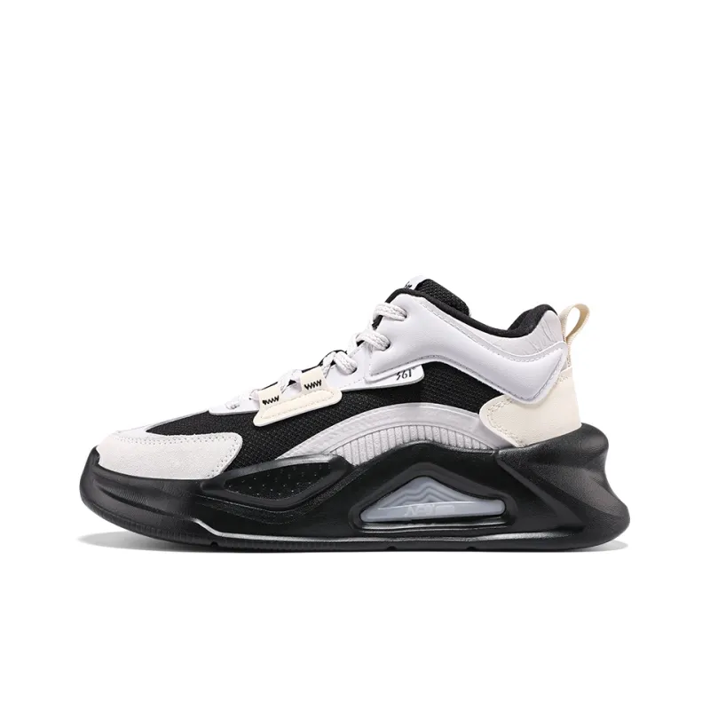 361° Jincheng Anti Slip Wear Resistant Mid Top Skateboard Shoes Women's Black Gray-0