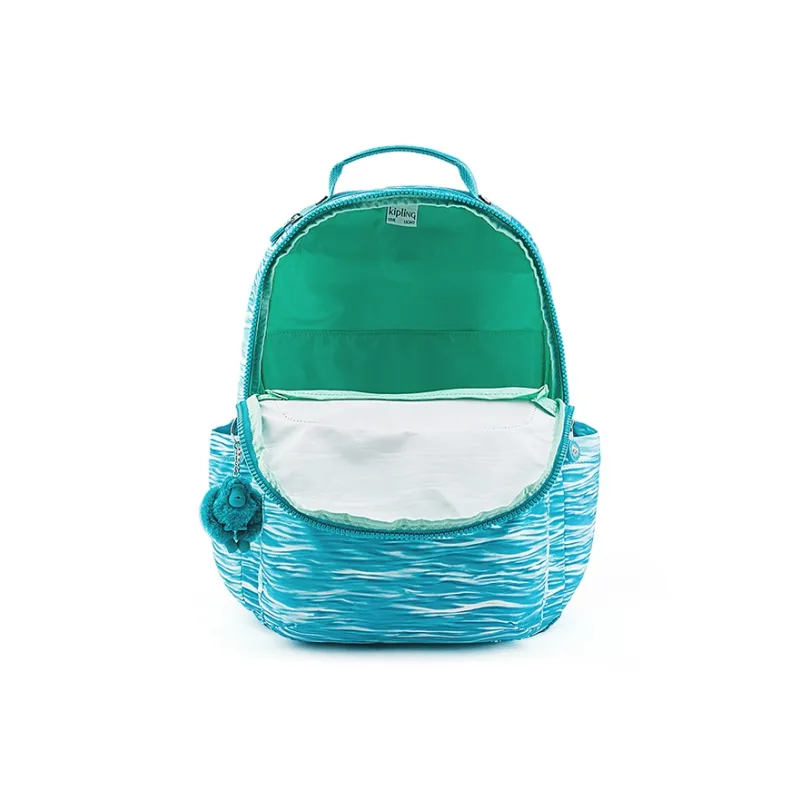 Kipling Polyester Monkey Bag Backpack Unisex Aqua Green Ripple Print-3