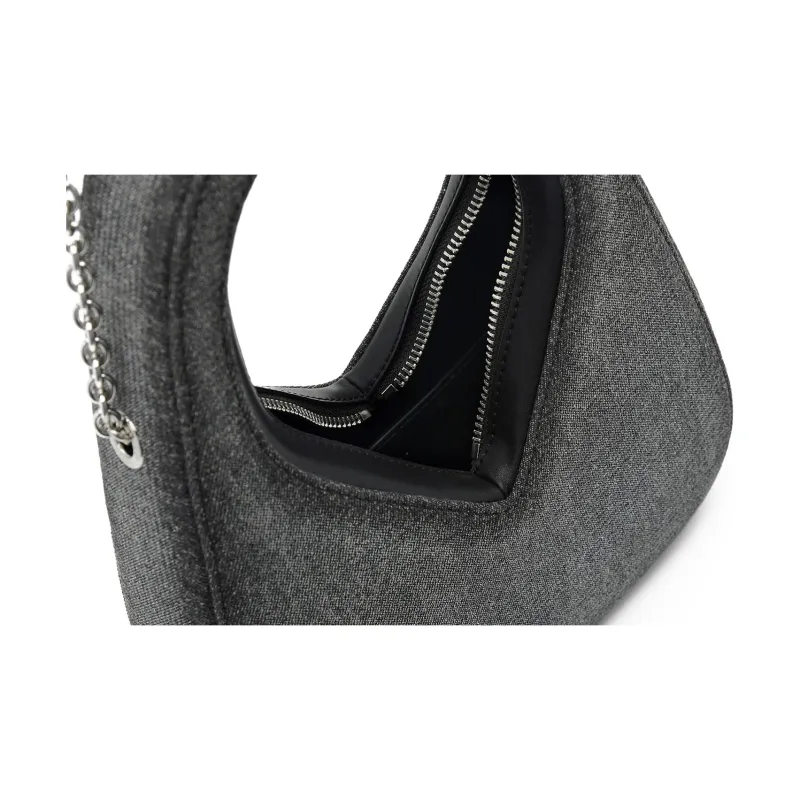 PEDRO Pu Shoulder Bag, Crossbody Bag, Handbag Women's Black/Silver/Light Blue-5