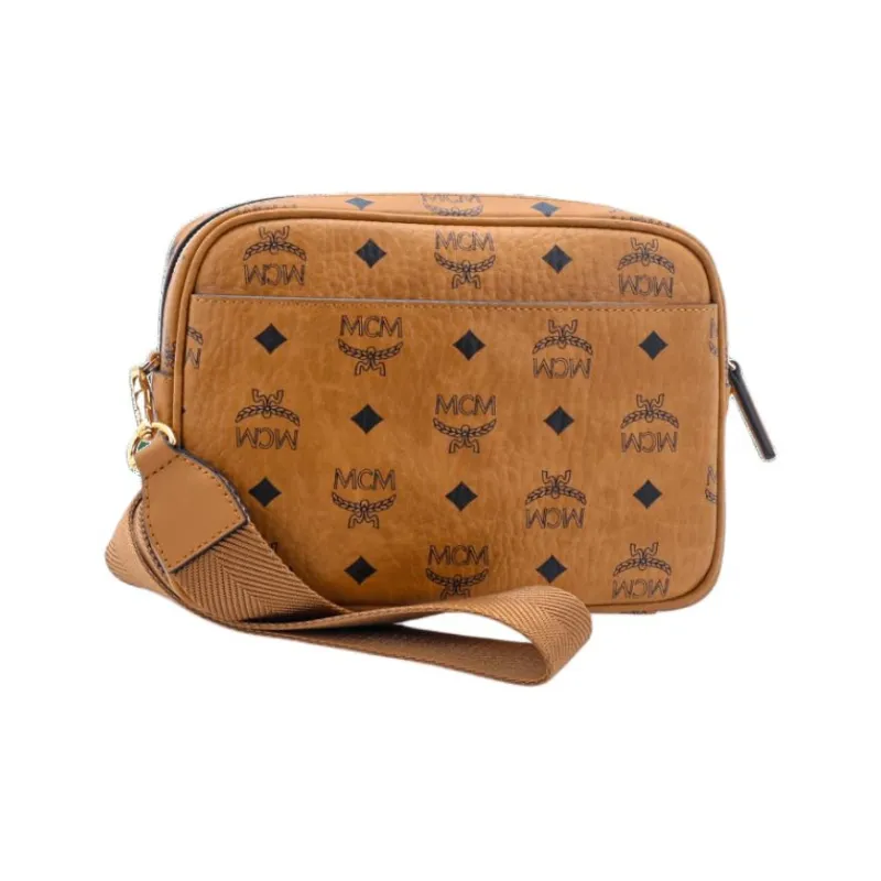 MCM Aren Small Canvas Crossbody Bag Cognac-3