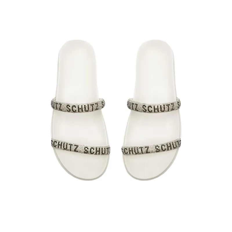 Schutz Slide Slippers 4.3cm Women's White-4