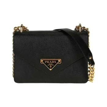 PRADA Saffiano Cow Leather Envelope Bag Crossbody Bag Shoulder Bag Women's Black