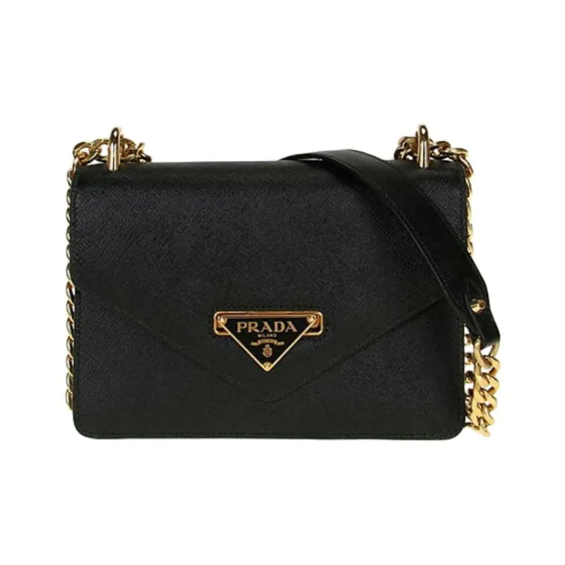 PRADA Saffiano Cow Leather Envelope Bag, Crossbody Bag, Shoulder Bag Women's Black-0
