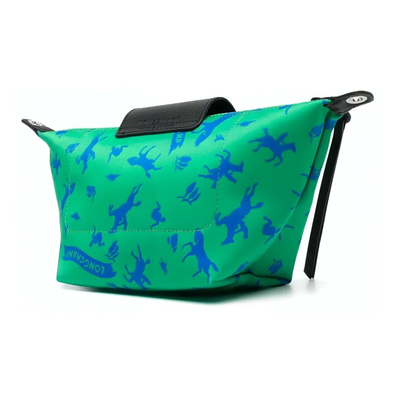 LONGCHAMP Le Pliage Cow Leather Trim Dumpling Bag, Portable Crossbody Bag, Shoulder Bag Women's Grass Green-1