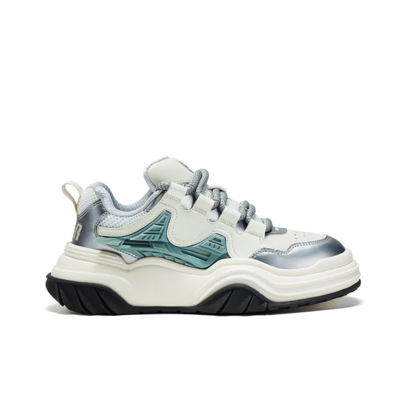 OGR Wave Rider Rebound Height Increasing Wear-Resistant Slip-Resistant Low-Top Casual Shoes Unisex White Silver-1