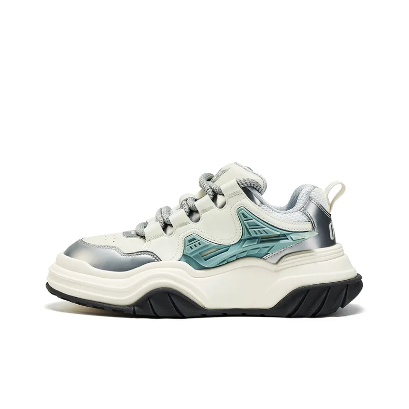 OGR Wave Rider Rebound Height Increasing Wear-Resistant Slip-Resistant Low-Top Casual Shoes Unisex White Silver-0