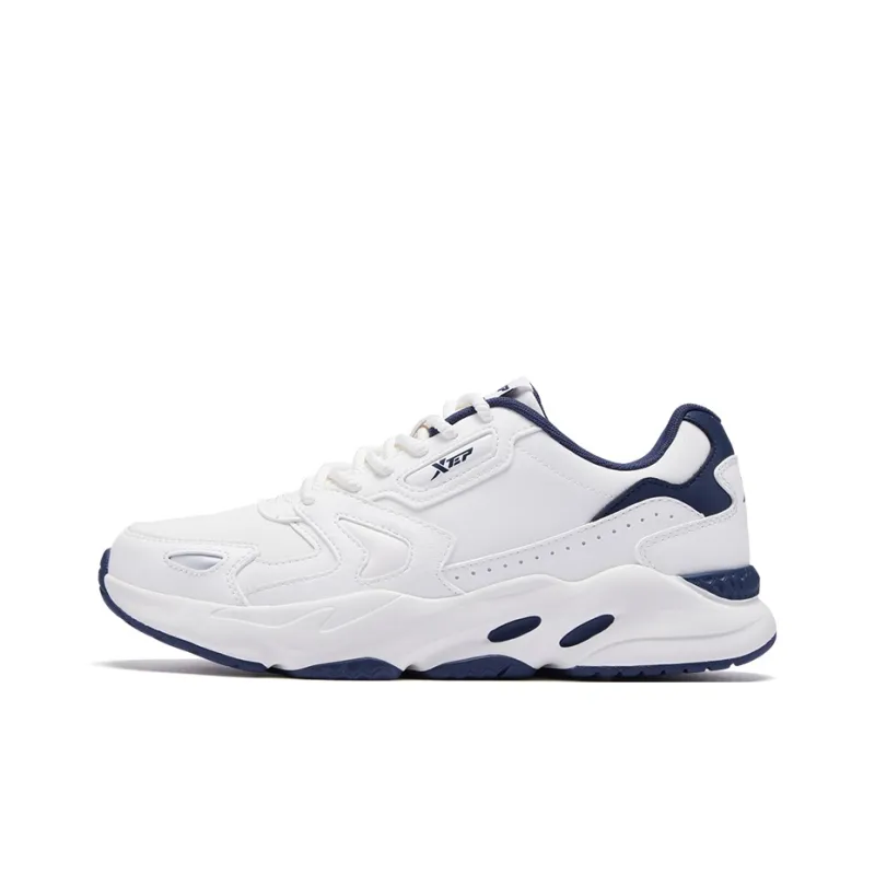 XTEP Shock Absorbers With Abrasion Resistant And Slip Resistant Properties Low Top Chunky Sneakers Men's White Blue-0
